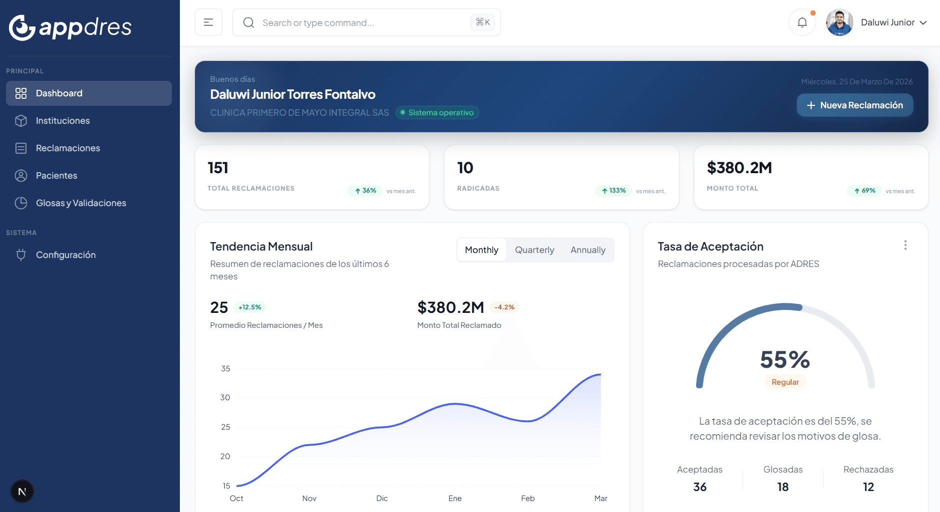 Appdres — Panel de reclamaciones SOAT
