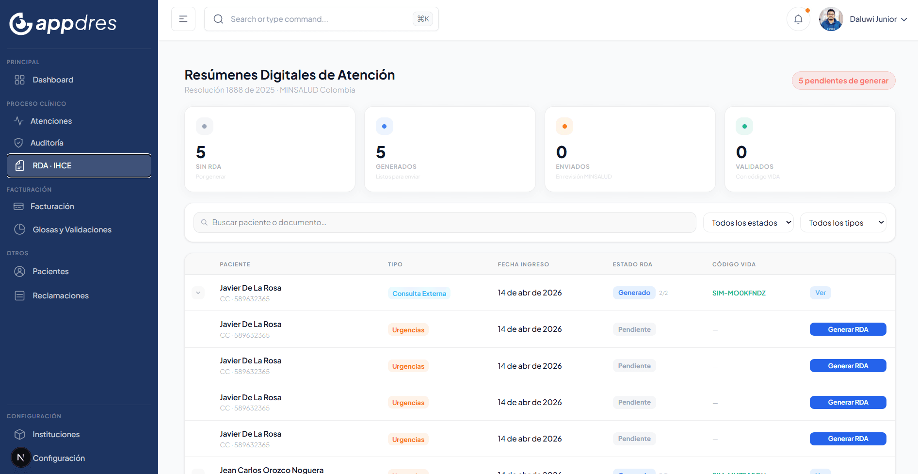 Módulo RDA · IHCE Appdres